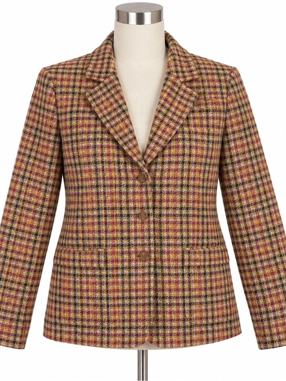 J.McLaughlin Blazer Womens Small Multicolor Plaid Tweed Lined‎ Jacket Career